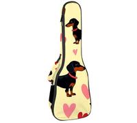 Étui rembourré pour ukulélé de concert avec nœuds papillon et cœurs Motif pattes de chien mignon 58,4 cm Étanche et durable, Multicolore 04, 25.9x9x3.1in/66x23x8cm, Organiseur de sac