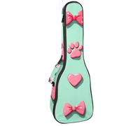 Étui rembourré pour ukulélé de concert avec nœuds papillon et cœurs Motif pattes de chien mignon 58,4 cm Étanche et durable, Multicolore 05, 25.9x9x3.1in/66x23x8cm, Organiseur de sac
