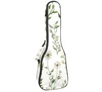 Étui rembourré pour ukulélé de concert de 58,4 cm avec motif baleine, algues marines avec feuilles, bulles et étoiles de mer, sac rembourré avec rangement et bretelles, Multicolore 10., 25.9x9x3.1in