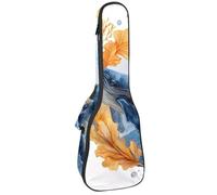 Étui rembourré pour ukulélé de concert de 58,4 cm avec motif baleine, algues marines avec feuilles, bulles et étoiles de mer, sac rembourré avec rangement et bretelles, Multicolore 01., 25.9x9x3.1in