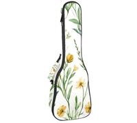 Étui rembourré pour ukulélé de concert de 58,4 cm avec motif baleine, algues marines avec feuilles, bulles et étoiles de mer, sac rembourré avec rangement et bretelles, Multicolore 02, 25.9x9x3.1in