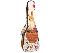 Étui rembourré pour ukulélé de concert de 58,4 cm, couleur corail et marron, motif libellule floral, sac rembourré avec rangement et bretelles, Multicolore 04, 25.9x9x3.1in/66x23x8cm, Organiseur de