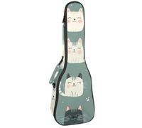 Étui rembourré pour ukulélé de concert de 58,4 cm, couleur corail et marron, motif libellule floral, sac rembourré avec rangement et bretelles, Multicolore 06, 25.9x9x3.1in/66x23x8cm, Organiseur de