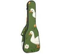 Étui rembourré pour ukulélé de concert de 58,4 cm, couleur corail et marron, motif libellule floral, sac rembourré avec rangement et bretelles, Multicolore 10., 25.9x9x3.1in/66x23x8cm, Organiseur de