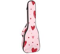 Étui rembourré pour ukulélé de concert de 58,4 cm, imperméable et durable Motif cœurs et pois, Multicolore 10., 25.9x9x3.1in/66x23x8cm, Organiseur de sac