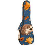 Étui rembourré pour ukulélé de concert de 58,4 cm, motif animaux mignons, hérissons, champignons et feuilles d'automne, sac rembourré avec rangement et bretelles, Multicolore 01., 25.9x9x3.1in