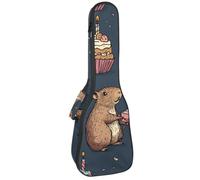 Étui rembourré pour ukulélé de concert de 58,4 cm, motif animaux mignons, hérissons, champignons et feuilles d'automne, sac rembourré avec rangement et bretelles, Multicolore 02, 25.9x9x3.1in