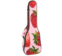 Étui rembourré pour ukulélé de concert de 58,4 cm, motif fraise d'été, sac rembourré avec rangement et bretelles, Multicolore 02, 25.9x9x3.1in/66x23x8cm, Organiseur de sac