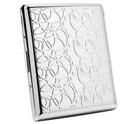 Étui rétro, métal plaqué argent, capacité de 20 pour 100 mm double face à ressort (argent)