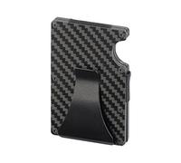 XCase – Étui RFID en carbone – 15 cartes, pince à billet – Noir
