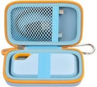 Étui rigide compatible avec SSD portable SanDisk 500 Go/1 TB/2 TB/4 To - Jusqu'à 1050 Mo/s - USB-C, USB 3.2 Gen 2 - Disque dur externe. Support de voyage pour câbles USB - Bleu (boîte uniquement)