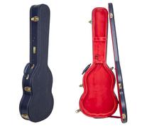 Étui rigide en bois pour guitare Les Paul | Finition Ocean Blue sculptée, intérieur velours rouge foncé, serrure - Série Relief Premium