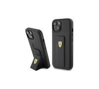Étui rigide Ferrari avec support et logo en métal pour iPhone 15 6,1" Noir - FEHCP15SGSPSIK
