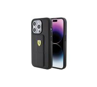 Étui rigide Ferrari avec support et logo en métal pour iPhone 15 Pro Max 6,7" Noir - FEHCP15XGSPSIK