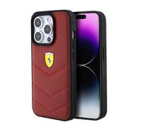 Étui rigide Ferrari en cuir avec coutures apparentes pour iPhone 15 Pro 6,1" rouge - FEHCP15LRDUR
