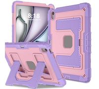 Étui rigide résistant aux chocs compatible avec iPad Air 13" M3 2025/Air 13" M2 2024 avec porte-crayon, étui de protection robuste, support robuste, housse de tablette pour enfants, violet + or rose