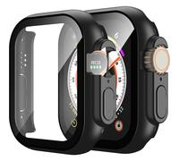 Étui rigide XiHAMA en polycarbonate avec protection en verre trempé, compatible avec Apple Watch Series 9, 8, 7 et Ultra.