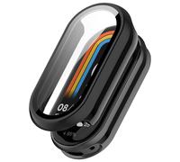 Étui rigide XiHAMA + protection en verre trempé compatible avec les bracelets connectés Xiaomi Smart Band 8/9/10 et modèles NFC, coque intégrale