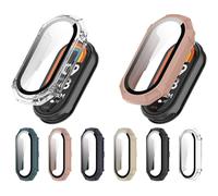 Étui rigide XiHAMA + protection en verre trempé compatible avec Xiaomi Smart Band10/10NFC/10Ceramic/9Ceramic/8, coque en polycarbonate ultra-mince