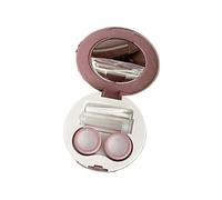 Étui rond for lentilles de Contact avec miroir, Kit voyage Portable, boîte compagnon, conteneur, outil d'organisation des soins oculaires(Red)