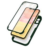 Étui rond pour iPhone 11, dos transparent + pare-chocs en silicone - vert