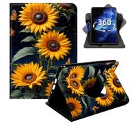 Étui rotatif à 360° pour Lenovo Tab M10 Plus 10,6" 2022 3ème - Étui de protection intelligent en cuir synthétique avec fonction veille automatique, tournesols et papillons empereurs
