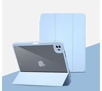 Étui Rotatif pour iPad Pro2018 12,9 Pouces, 2 en 1 Transparent Amovible et Coque de Protection Semi-Silicone avec Porte-Stylo, Support léger, Mise en Veille Automatique et réveil (Bleu)