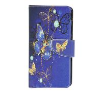 Étui Samsung Galaxy A12 Clapet Multicompartiments et Support Vidéo Papillons Or