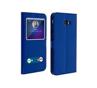Etui Samsung Galaxy J4 Plus Housse Folio Double Fenêtre Fonction Support Bleu