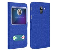 Etui Samsung Galaxy J6 Housse Folio Double Fenêtre Fonction Support bleu