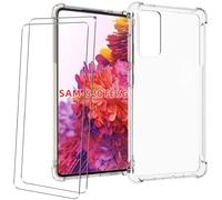 Etui Samsung Galaxy S20 Fe 5g Coque - Crystal Quatre Coins Anti-Chute Transparent Silicone Gel Tpu Bumper Clear Protection Case Housse Cover + 2x Film Protecteur Verre Trempé