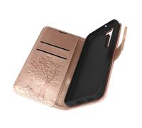 Forcell Étui Portefeuille Samsung S22 – Mandala Arbre, Support vidéo – Rose Gold
