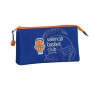 Étui scolaire - SAFTA - M744 - Bleu et Orange - Polyester - 3 compartiments zippés Bleu