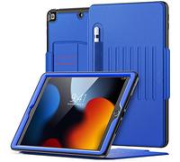 Étui SEYMAC iPad 7e génération, étui iPad 10.2 2019, étui Robuste et résistant aux Chutes avec [béquille magnétique Forte à 7 Angles],Fentes pour Cartes, étui Smart Wake, Bleu