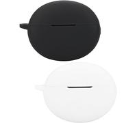 Étui Silicone Compatible Oppo Enco X3 - Protection Antichocs Et Anti¿Poussière, Compatible Charge Sans Fil, Ultra¿Fin Avec Accès Port De Charge, Noir/Blanc (Lot 2)