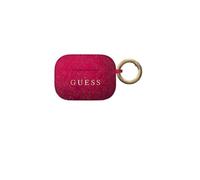 Etui Silicone - GUESS - Airpods Pro - Rose Fushia - Logo Doré - Mousqueton Inclus