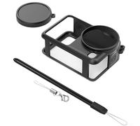 Étui Silicone pour dji pour osmo Action 6 avec Sangles Étui Silicone(Black) | Matériau souple, absorption chocs, accès ports pour facile, sangle perdue incluse, capot objectif