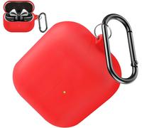 Étui Silicone Pour Samsung Galaxy Buds 3 & 3 Pro ¿ Chargement Sans Fil, Cache Port Anti-Poussière, Anneau Porte-Clés, Led Visible, Protection Anti-Chute - Rouge