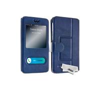 Etui Smartphone Universel Taille L Fenêtres D'affichage et Décrochage bleu nuit
