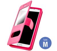 Étui Smartphones : Longueur entre 127 mm et 132 mm et double fenêtre - Rose