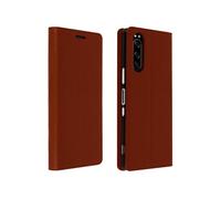 Etui Sony Xperia 5 Folio Cuir Véritable Porte cartes Support Vidéo - camel