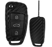 Étui Souple en Carbone avec Couvercle de Protection pour Voiture, clé Repliable Compatible avec Audi A1 8X A3 8V A4 B7 A6 C6 TT 8J Q3 8U Q7 4L