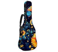 Étui souple pour guitare acoustique de 109 cm avec sangle à dos et 2 poches, motif tournesol étoilé, papillon colorimétrique, sans rembourrage, sac à dos imperméable en tissu Oxford pour guitare