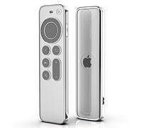 Etui pour télécommande pour Apple TV 4k 2021 Etui Souple TPU pour éviter Les Rayures Etui pour télécommande TV avec Protection Contre Les Chutes-Transparent avec Bord argenté (Transparent)