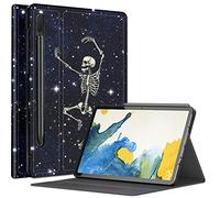 Étui squelette de crâne de danse pour Samsung Galaxy Tab S8 Plus/Tab S7 FE 12,4" 2021/Galaxy Tab S7 Plus 2020, étui fin pliable en cuir synthétique résistant aux chocs avec mise en veille/réveil