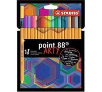 STABILO Stylo feutre point 88 – pointe fine – Étui carton 18 feutres fins – gamme ARTY