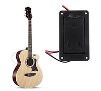 Étui support batterie 9 V pour micro actif de guitare basse, couvercle boîtier batterie horizontal en ABS avec fils de connecteur, boîtier d'alimentation remplacement (noir)