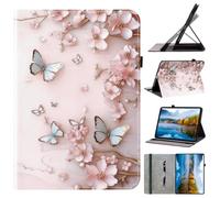 Etui Tablette pour OnePlus Pad Lite Coque Flip Étui de Protection Kickstand pour Carte, Exquise Housse Imprimé en PU Cuir Silicone Interne Housse,Effet 3D Fleurs Papillon Roses