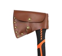 Étui Tête Hachette - 11x15cm Cuir PU Fermoir Métal | Compact Brun 50g Housse Protection Antirouille | Garde Les Tranchants Affûtés Pour Le Camping Et Le Stockage