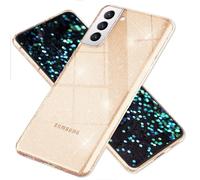 Étui transparent à paillettes NALIA pour Samsung Galaxy S22 Plus, or transparent